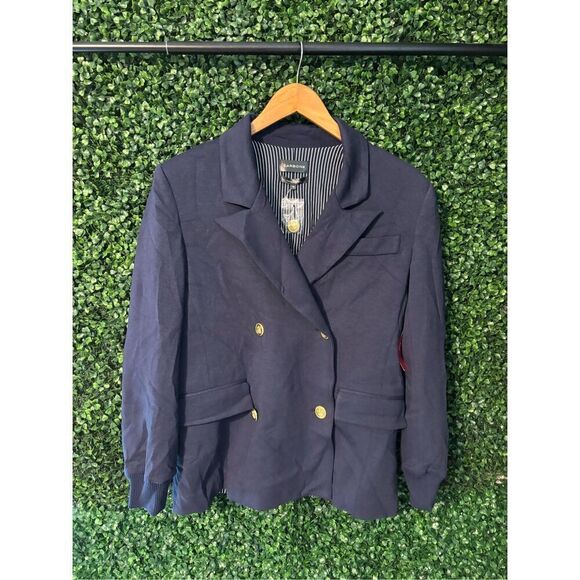 Carbon38 Oversized Scuba Blazer Dark Blue Sz XS NWT - Picture 1 of 6